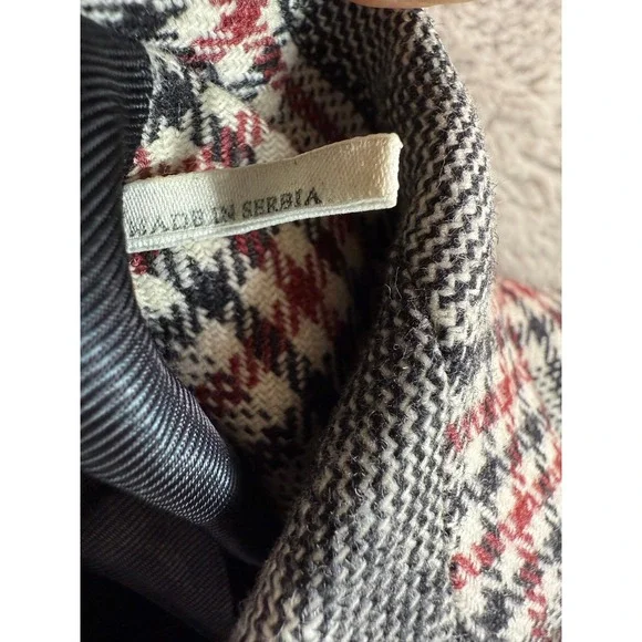 Sandro Paris Lauryn Plaid Wool Blazer Women Size 36 Double Breasted Designer Lux